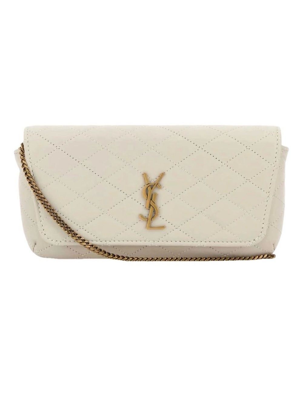 Saint Laurent Cream Quilted Leather Bag
